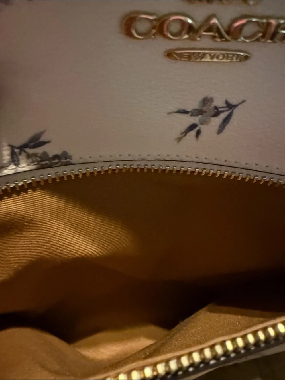 Coach Cream Floral Leather Tote with Matching Wallet